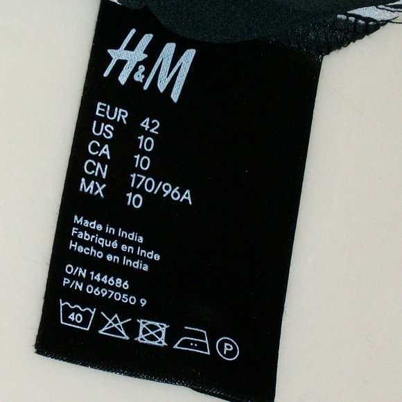 H&M Sheer Button Down Shirt Black White Stripe NWT - Picture 7 of 8